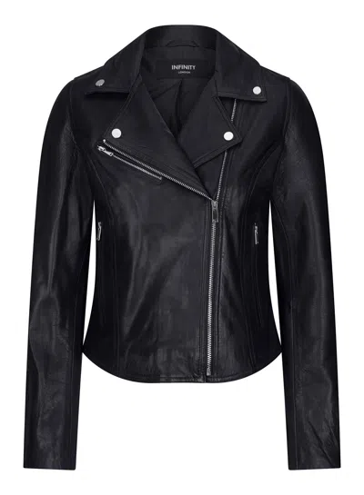 Truclothing Leather Biker Jacket In Black