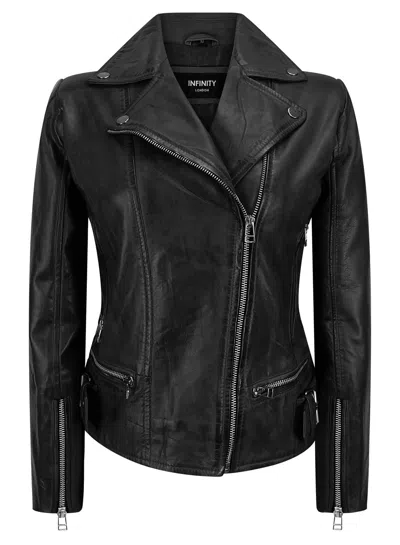 Truclothing Leather Biker Jacket In Black