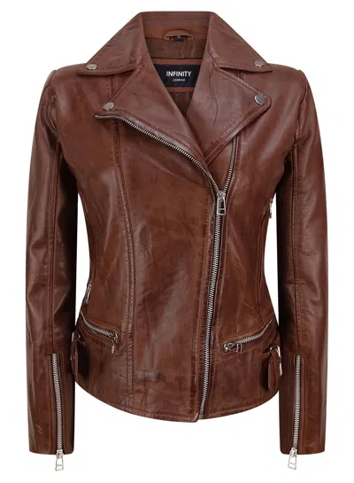 Truclothing Leather Biker Jacket In Brown
