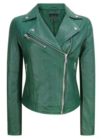 Truclothing Leather Biker Jacket In Green