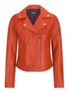 Truclothing Leather Biker Jacket In Orange