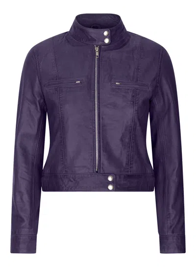 Truclothing Leather Biker Jacket In Purple