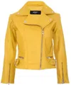 Truclothing Leather Biker Jacket In Yellow
