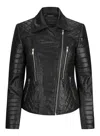 Truclothing Leather Biker Rock Slim Fit Jacket In Black
