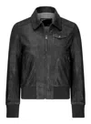 Truclothing Leather Bomber Jacket In Black