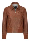 Truclothing Leather Bomber Jacket In Brown
