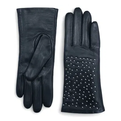 Truclothing Leather Gloves Studded Wool Lining Stylish Handwear In Black