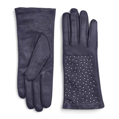 Truclothing Leather Gloves Studded Wool Lining Stylish Handwear In Blue