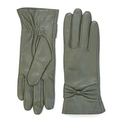 Truclothing Leather Gloves Winter Warm Lined Touchscreen In Green