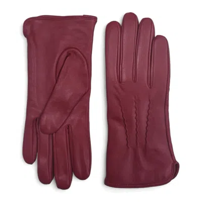 Truclothing Leather Gloves Winter Warm Wool Lined Touchscreen In Red