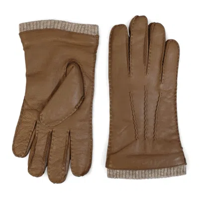 Truclothing Leather Gloves Winter Wool Lined Touchscreen Ribbed In Brown