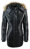 Truclothing Leather Hooded Winter Parka Jacket In Black