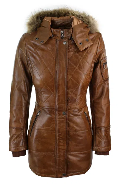 Truclothing Leather Hooded Winter Parka Jacket In Multi