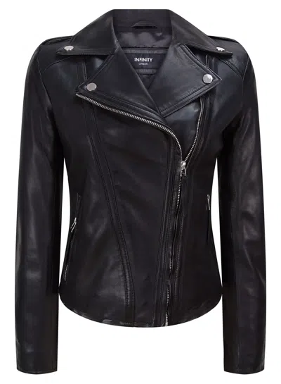 Truclothing Leather Jacket Classic Biker Style In Black