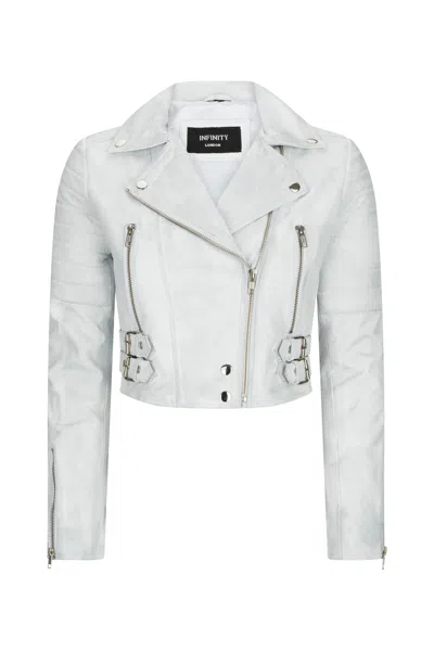Truclothing Leather Jacket Cross Zip Biker Brando Classic In White