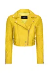 Truclothing Leather Jacket Cross Zip Biker Brando Classic In Yellow