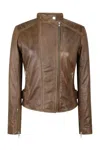 Truclothing Leather Jacket Cross Zip Nehru Collarless In Multi