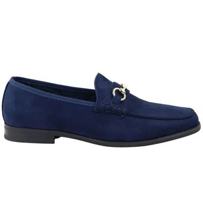 Truclothing Leather Lined Slip On Suede Loafer Shoes In Blue