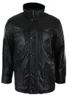 Truclothing Leather Military Hunting Jacket In Black