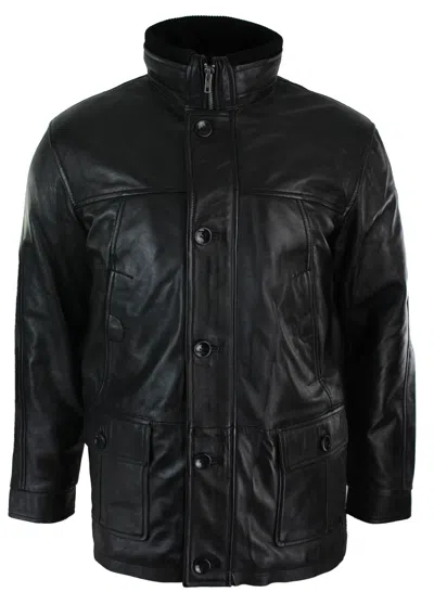 Truclothing Leather Military Hunting Jacket In Black