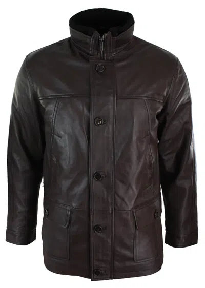 Truclothing Leather Military Hunting Jacket In Brown