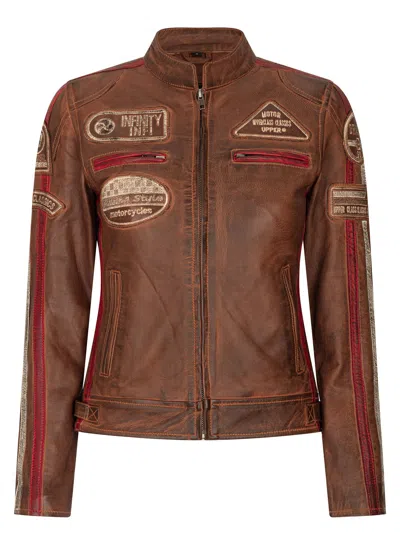 Truclothing Leather Motorcycle Biker Jacket In Multi