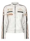 Truclothing Leather Motorcycle Biker Jacket In White