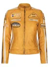 Truclothing Leather Motorcycle Biker Jacket In Yellow