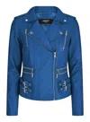 Truclothing Leather Racing Biker Jacket In Blue