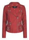 Truclothing Leather Racing Biker Jacket In Red