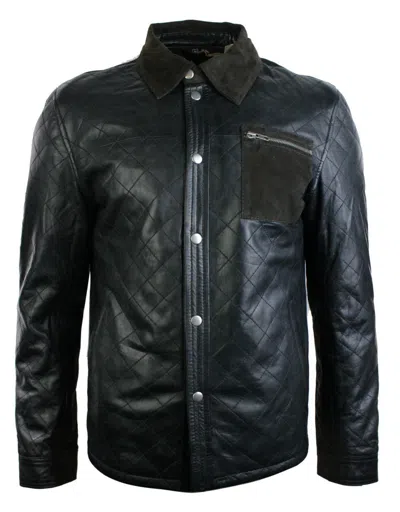 Truclothing Leather Safari Quilted Jacket Suede In Black