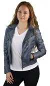 Truclothing Leather Timber Biker Short Jacket In Grey