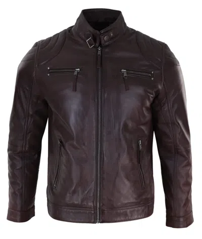 Truclothing Light Short Motorcycle Jacket In Brown