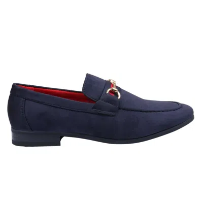 Truclothing Loafers Shoes Suede Leather Lined Slip On Buckle Formal Shoe In Blue