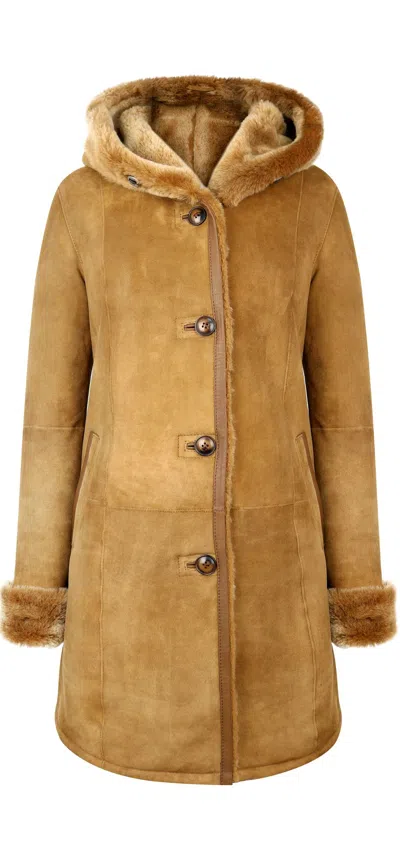 Truclothing Long Hooded Merino Sheepskin Jacket In Multi