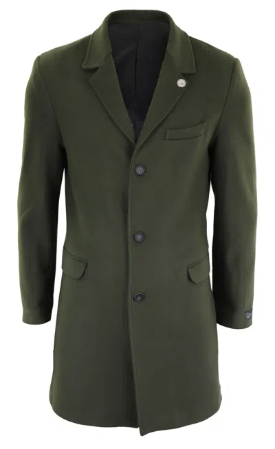 Truclothing Long Wool Mix Overcoat Peaky Blinders In Green