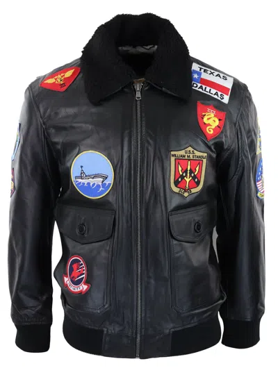 Truclothing Maverick Jacket Bomber Us Badges In Black