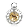 Truclothing Mechanical Skeleton Open Face Silver Pocket Watch With Chain In Metallic