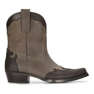 Pre-owned Truclothing Men's High Western Real Leather Pointed Toe Boots In Black