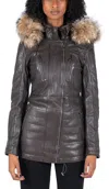 Truclothing Mid Length Hooded Parka Jacket In Brown