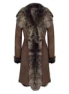 Truclothing Mid Length Sheepskin Coat In Gold