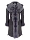 Truclothing Mid Length Sheepskin Leather Coat In Grey