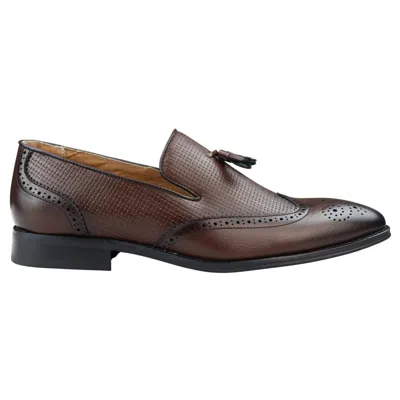 Truclothing Moccasin Loafers Shoes Leather Lined Slip On Tassel Trim Smart Formal Shoe In Brown