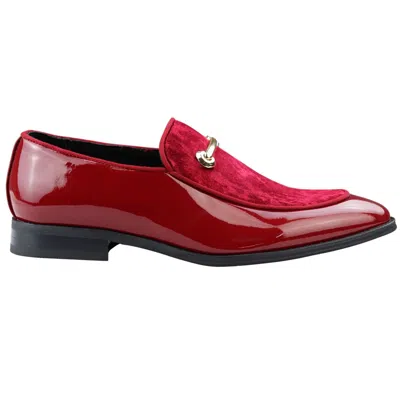 Truclothing Moccasin Loafers Shoes Leather Lined Slip On Velvet Smart Formal Shoe In Red