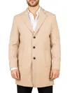 Truclothing Notched Lapel Collar Wool Blend Overcoat Classic Trench Coat Winter Jacket In Beige