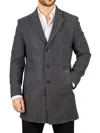 Truclothing Notched Lapel Collar Wool Blend Overcoat Classic Trench Coat Winter Jacket In Grey