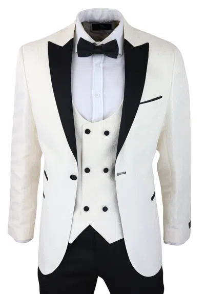 Truclothing Paisley Tuxedo Blazer Waistcoat Jacket In White