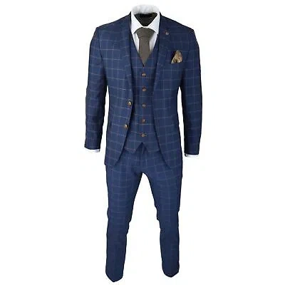 Pre-owned Truclothing Paul Andrew Hamleys Men's 3 Piece Blue Check Suit
