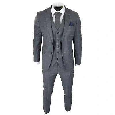 Pre-owned Truclothing Paul Andrew Hobbs Men's Grey Check 3 Piece Suit