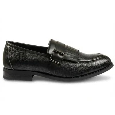 Truclothing Pu Leather Kiltie Loafers Fringe Monk Strap Slip-on Shoes In Black
